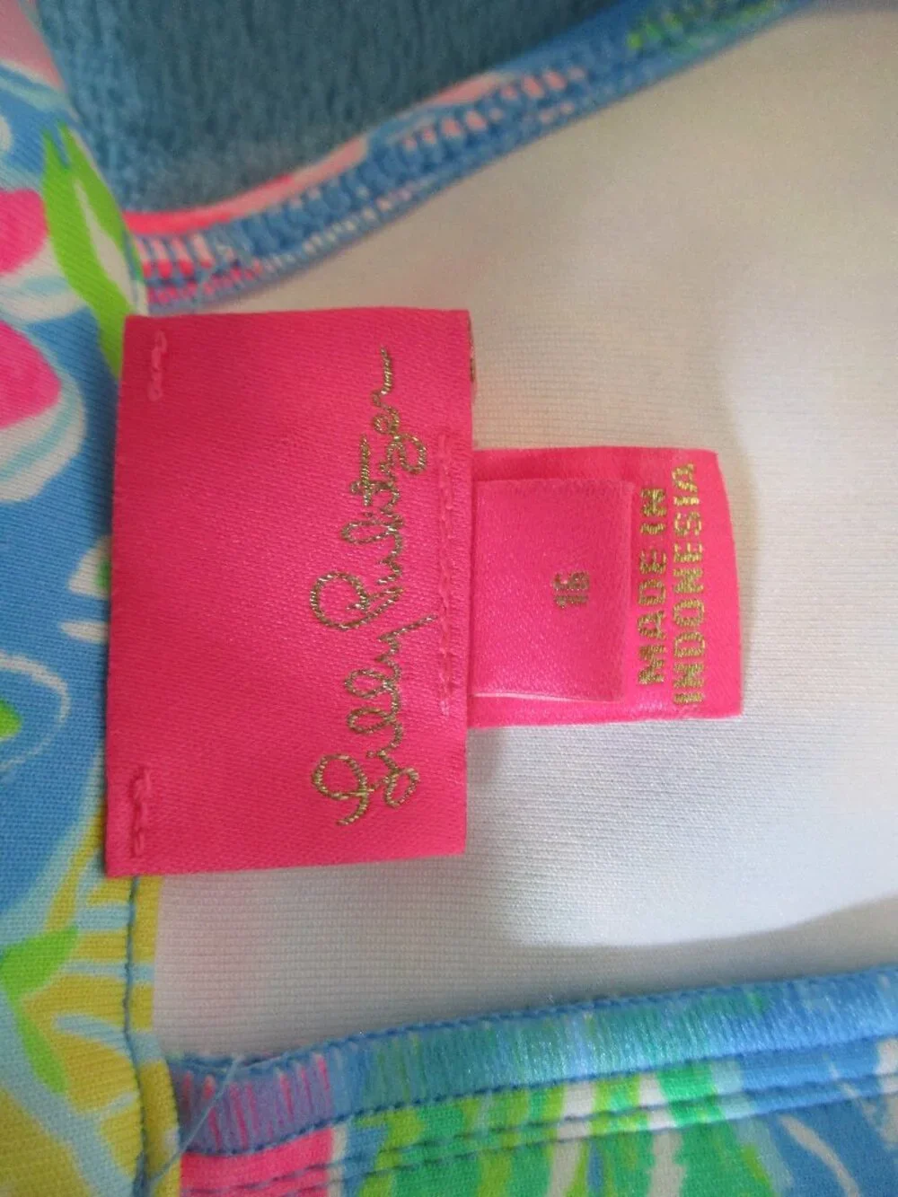 Lilly Pulitzer Zanzibar Blue Bunny Business Sophelia Big Sister Dress sz 16 - Picture 5 of 9